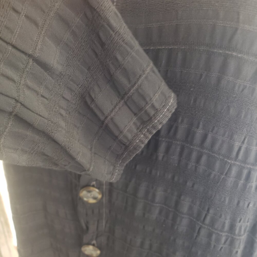 CP Shades Shirt Black Stripe Rayon Collar Button Front Long Sleeve Large - Picture 4 of 9